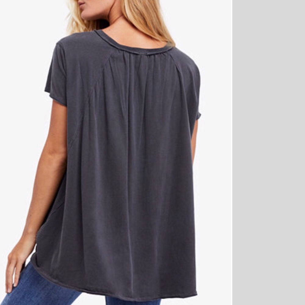 FREE PEOPLE Little Gem Knit Tee Grey NWT - Picture 2 of 8